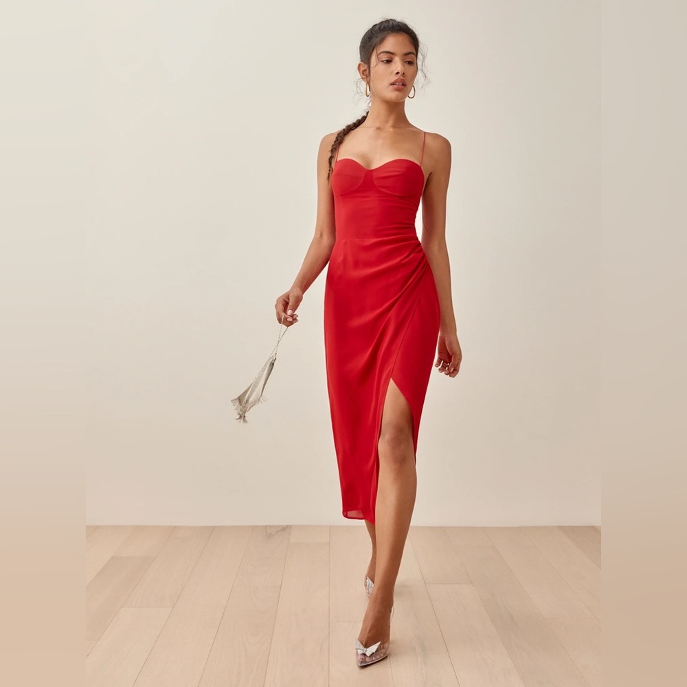 Reformation Kourtney Dress in Red